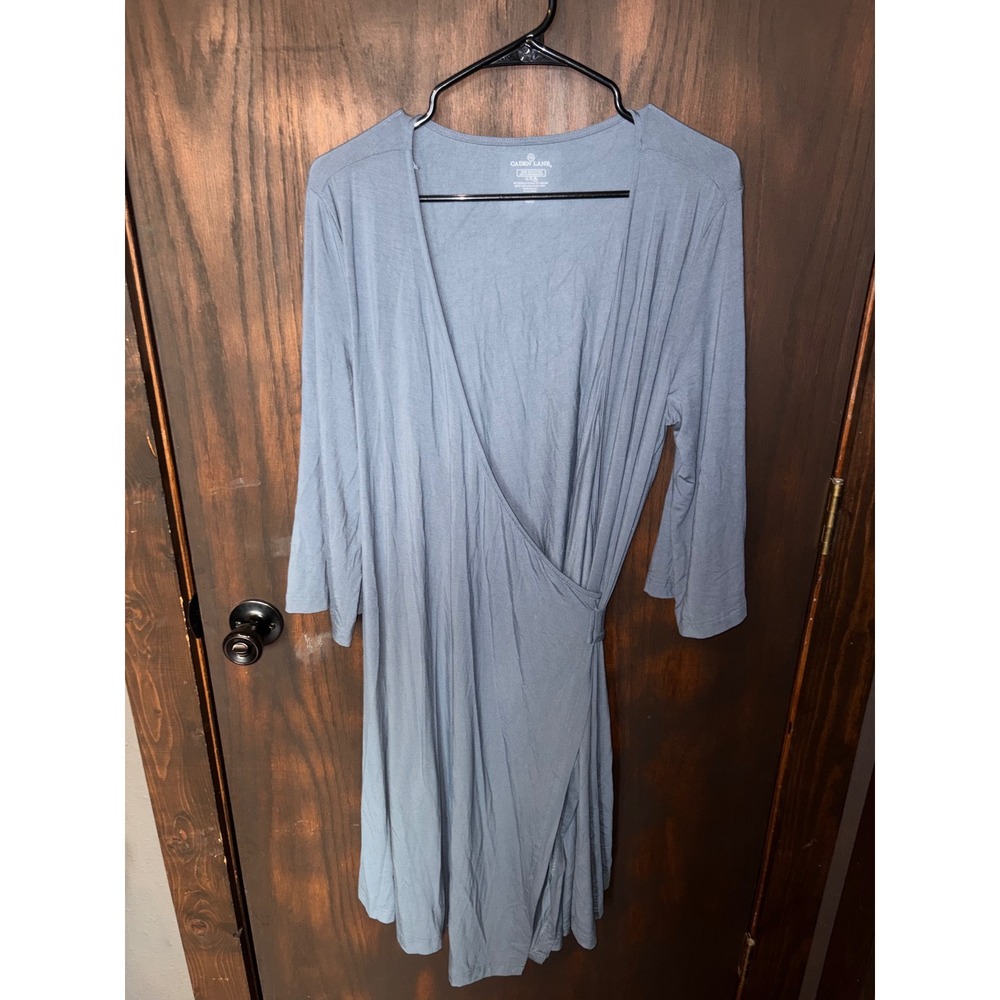 Caden Lane Womens Bamboo Viscose Wrap Robe Slate Blue 3/4 Sleeve Maternity L/XL